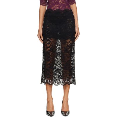 Rabanne Rabanne Black Layered Lace Midi Skirt
