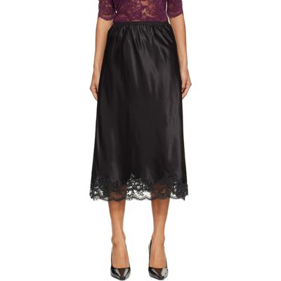 Rabanne Rabanne Black Silk Lace Midi Skirt