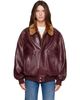 Rabanne Rabanne Burgundy Textured Leather Bomber Jacket - 1