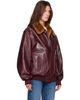 Rabanne Rabanne Burgundy Textured Leather Bomber Jacket - 2