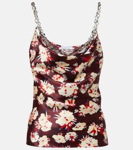 Rabanne Rabanne Chain-detail floral satin top