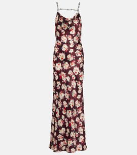 Rabanne Rabanne Chain-detail floral silk maxi dress