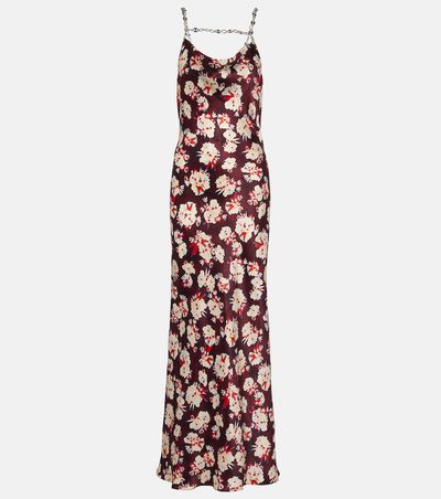 Rabanne Rabanne Chain-detail floral silk maxi dress