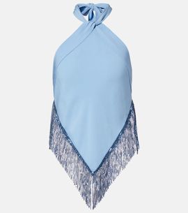 Rabanne Rabanne Chainmail halterneck crÃªpe top