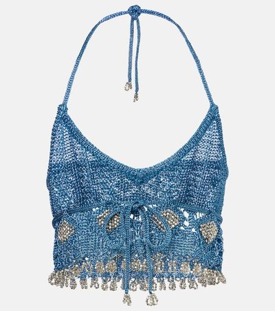 Rabanne Rabanne Crochet embellished lamé crop top