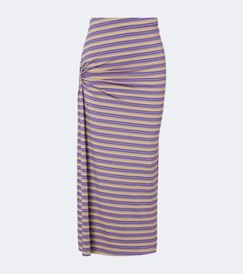 Rabanne Rabanne Cutout gathered striped crÃªpe midi skirt