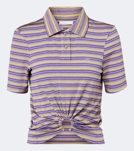 Rabanne Rabanne Cutout gathered striped crÃªpe top