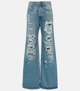 Rabanne Rabanne Distressed high-rise wide-leg jeans