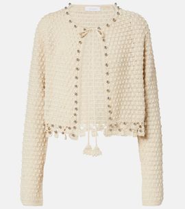 Rabanne Rabanne Embellished crochet cotton cardigan