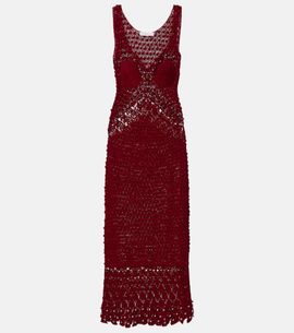 Rabanne Rabanne Embellished crochet cotton midi dress