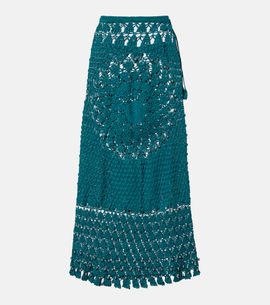 Rabanne Rabanne Embellished crochet cotton midi skirt