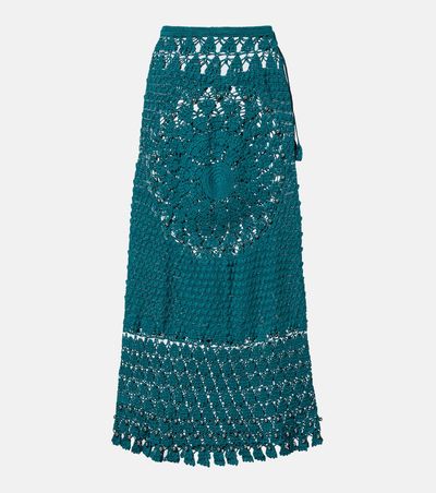 Rabanne Rabanne Embellished crochet cotton midi skirt