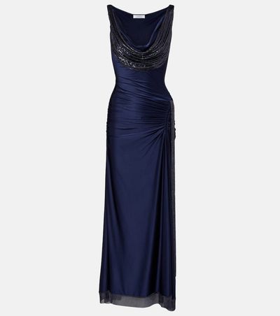 knee length dresses for ladies Delphina Navy Satin Maxi Dress With Gathered And Knot-Detail  Club L  London