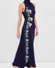 rabanne rabanne Embroidered Draped Jersey Long Dress Sailor Blue - 2