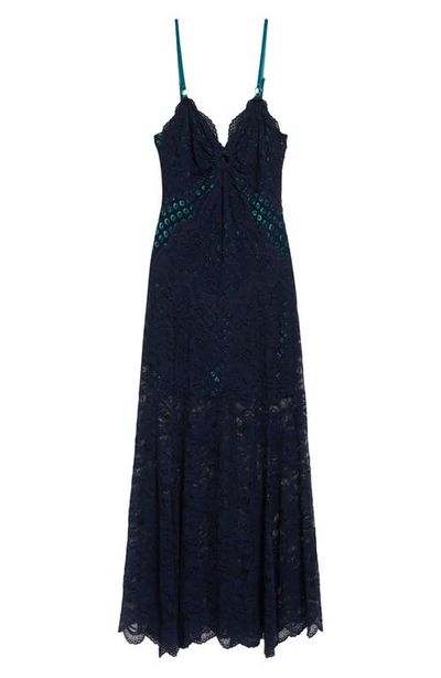 Rabanne Rabanne Embroidered Stretch Lace Trumpet Dress