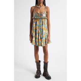 Rabanne Rabanne Floral Chain Mail Bodice Babydoll Dress