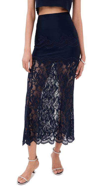 rabanne rabanne Floral Combo Skirt Deep Navy