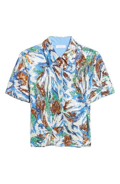 Rabanne Rabanne Floral Sequin Short Sleeve Shirt