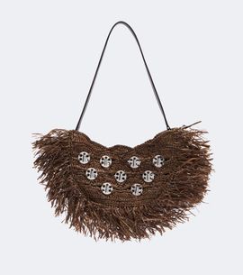 Rabanne Rabanne Fringed studded raffia shoulder bag