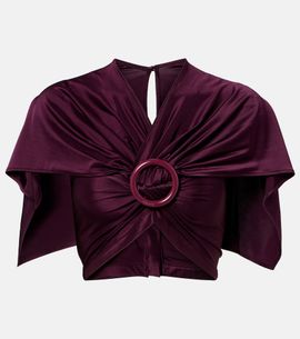 Rabanne Rabanne Gathered caped satin crop top