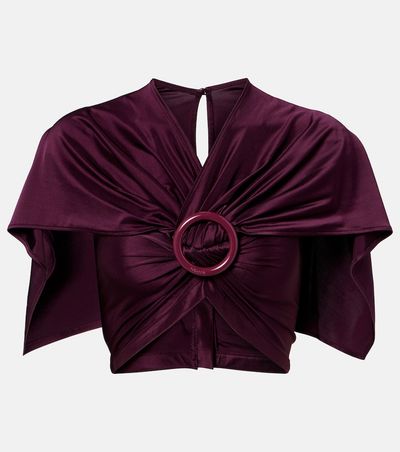 Rabanne Rabanne Gathered caped satin crop top