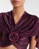 Rabanne Rabanne Gathered caped satin crop top - 3
