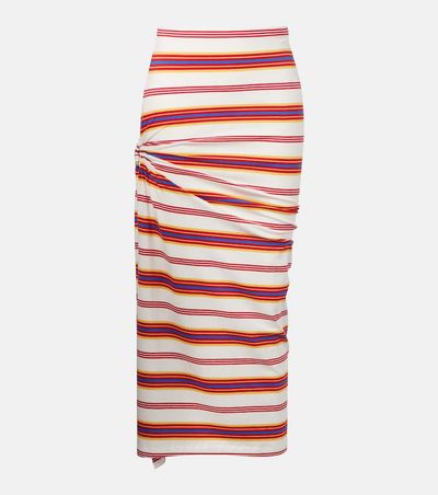 Rabanne Rabanne Gathered striped cotton-blend maxi skirt