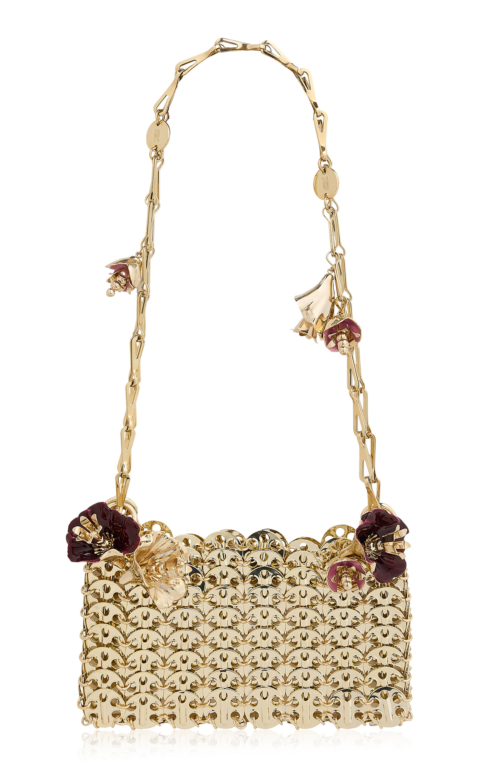 Rabanne - Gold Shoulder Bag with Flowers