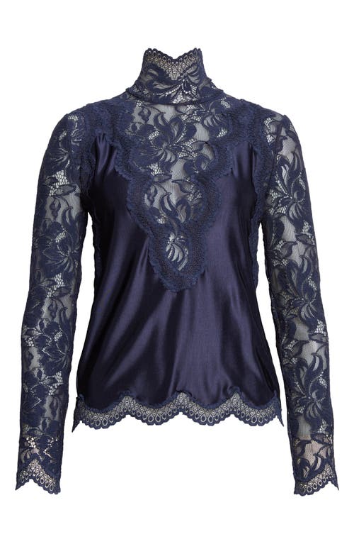 Rabanne Rabanne Lace & Jersey Long Sleeve Top