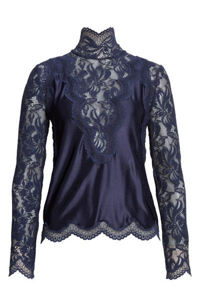 Rabanne Rabanne Lace & Jersey Long Sleeve Top
