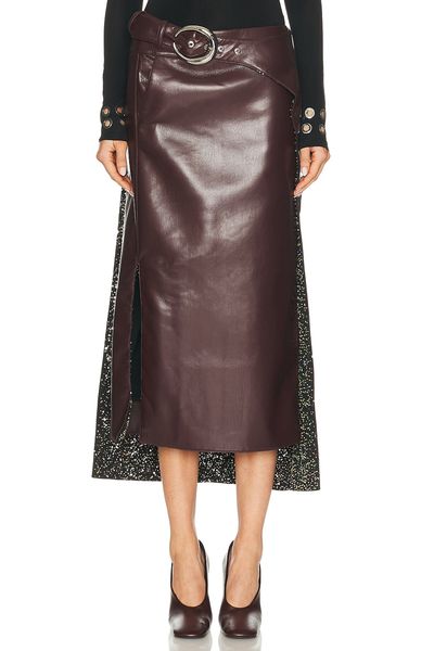 RABANNE RABANNE Leather & Sequin Skirt
