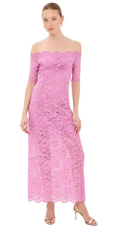 rabanne rabanne Long Dress In Lace Camelia Pink