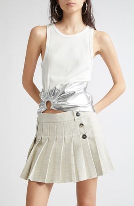 Rabanne Rabanne Metallic Pierced Hem Rib Tank