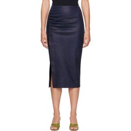 Rabanne Rabanne Navy Lambskin Midi Skirt