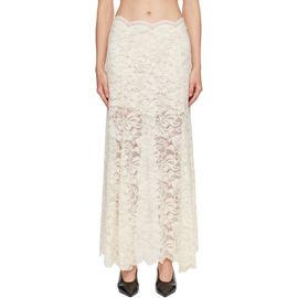 Rabanne Rabanne Off-White Flared Lace Maxi Skirt