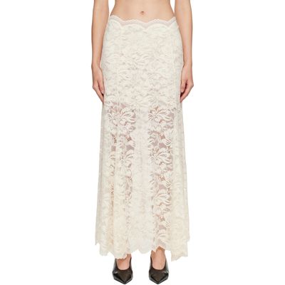 Rabanne Rabanne Off-White Flared Lace Maxi Skirt