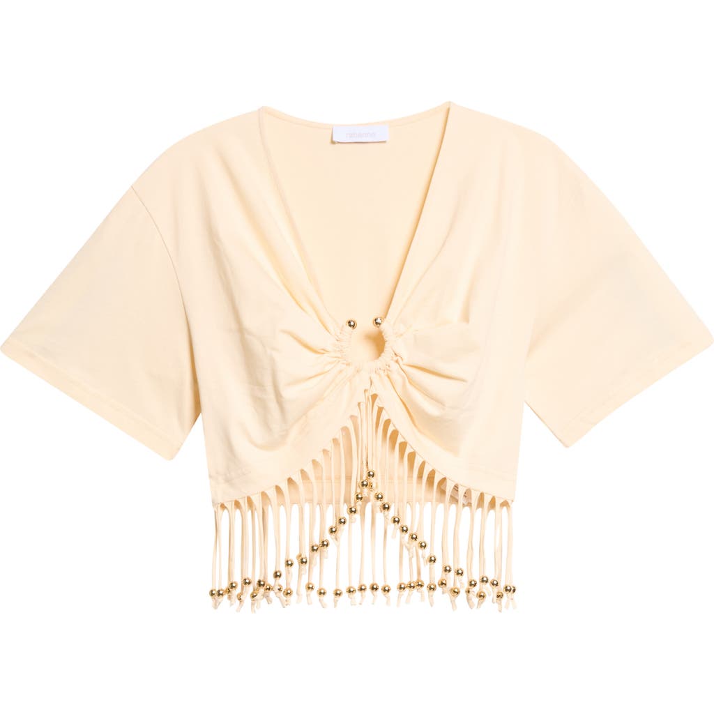 Rabanne Rabanne Pierced Fringe Crop Cotton T-Shirt