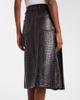 Rabanne Rabanne Pleated croc-effect leather midi skirt - 5