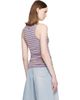 Rabanne Rabanne Purple & Beige Striped Piercing Viscose Jersey Tank Top - 3