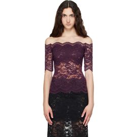 Rabanne Rabanne Purple Short-Sleeve Layered Lace Top
