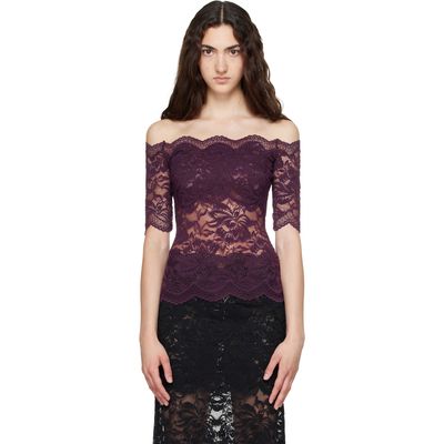 Rabanne Rabanne Purple Short-Sleeve Layered Lace Top