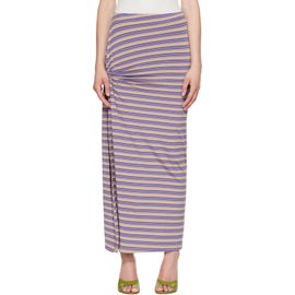 Rabanne Rabanne Purple Striped Viscose Jersey Piercing Maxi Skirt