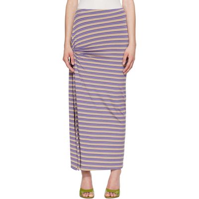 Rabanne Rabanne Purple Striped Viscose Jersey Piercing Maxi Skirt