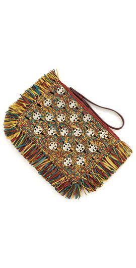 rabanne rabanne Raffia Fringe Pouch Reggae/Light Gold One