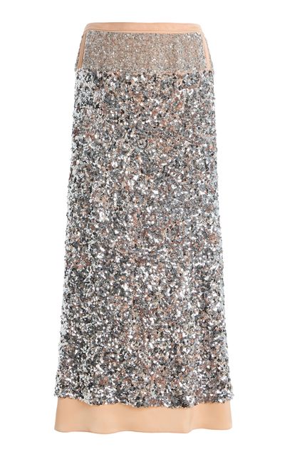 Rabanne Rabanne Sequined Satin Midi Skirt