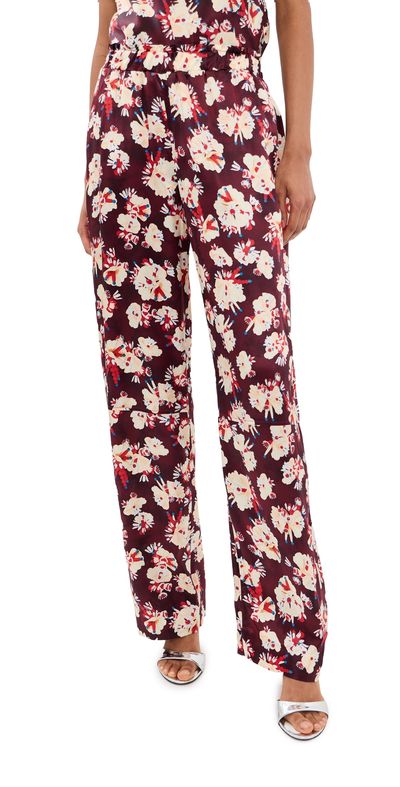 rabanne rabanne Silk Pants Flowers Trims Purple/Yel