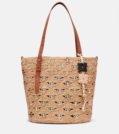 Rabanne Rabanne Small embellished raffia tote bag