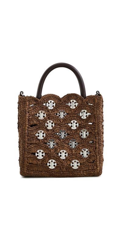 rabanne rabanne Small Raffia Tote Bag With Signature 1969 Discs Brown/Silver One