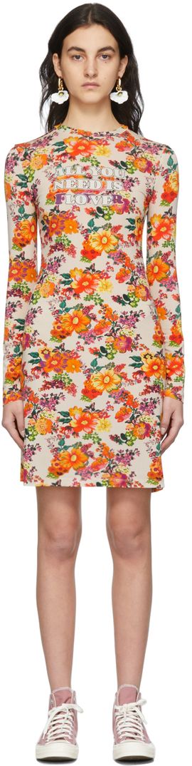 Rabanne Rabanne SSENSE Exclusive Beige & Multicolor Capsule Printed Nacre Dress