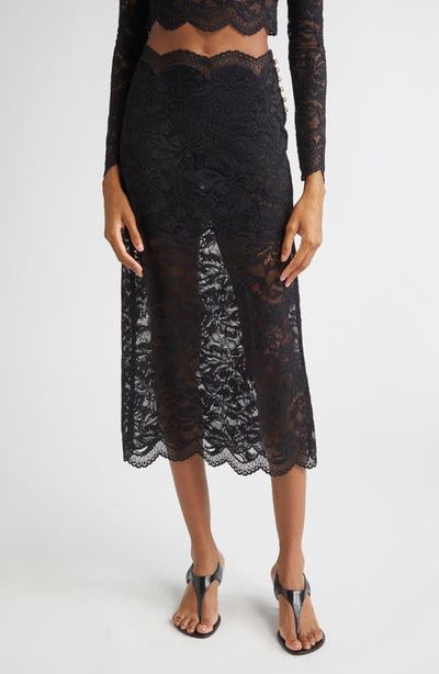 Rabanne Rabanne Stretch Lace Midi Skirt